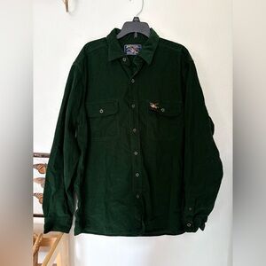 American Living Dark Green Corduroy Shirt Jacket with Embroidered Detail